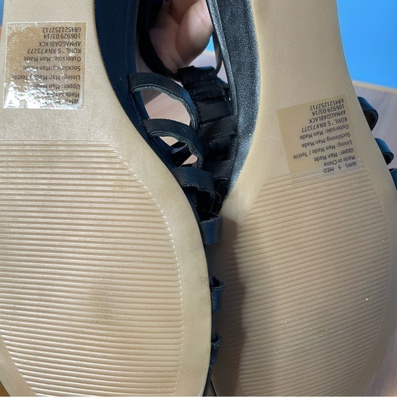 Apt 9 strappy braided flat sandal black size 9 vegan leather - Picture 7 of 7